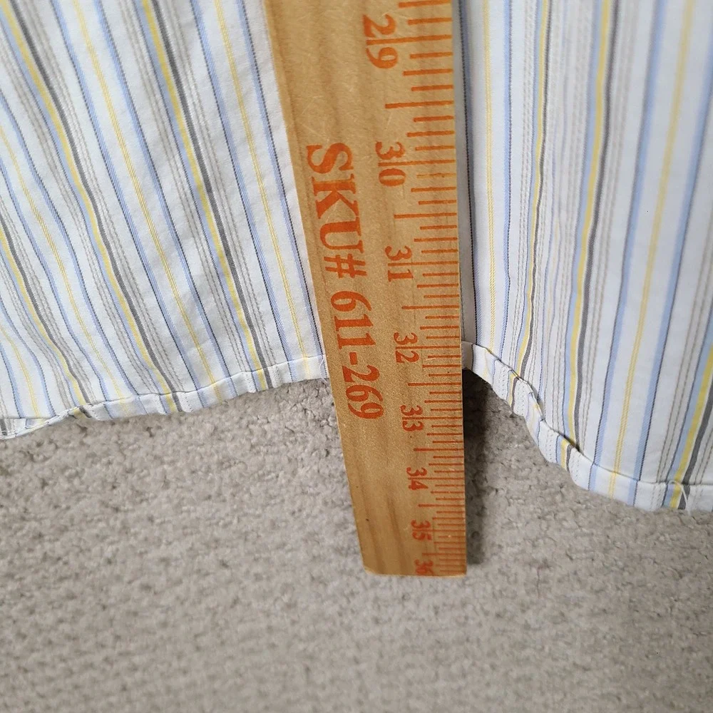 Banana Republic Shirt Men XXL Tall White Yellow Striped Fitted Button Up Cotton